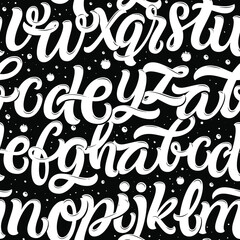 Vector Hand Drawn Seamless Pattern. Brush Painted Letters. Handwritten Script Alphabet. Hand Lettering and Custom Typography for Designs: for Posters, Backgrounds, Cards, etc. Vector Illustrations.