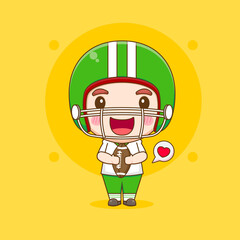 Cute American football player chibi character illustration