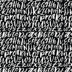 Vector Hand Drawn Seamless Pattern. Brush Painted Letters. Handwritten Script Alphabet. Hand Lettering and Custom Typography for Designs: for Posters, Backgrounds, Cards, etc. Vector Illustrations.