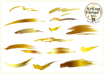 Fototapeta premium 波、筆、毛筆、ブラシのセット 金色