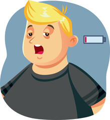 Exhausted Overweight Man Vector Illustration