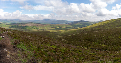 Moody Ireland nature.. Tonelagee hill view from the top. Amazing mountainous landscape in Wicklow, Ireland.