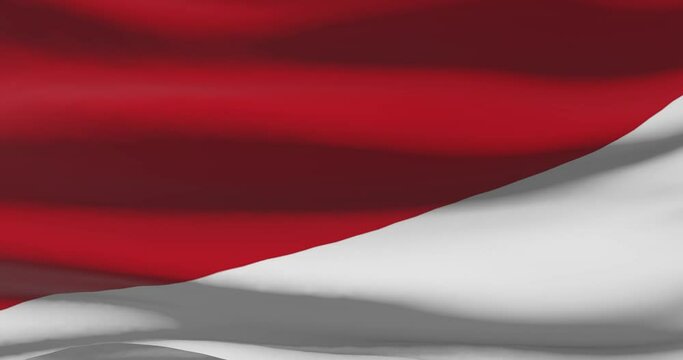 Monaco national flag footage. Monegasque waving country flag on wind