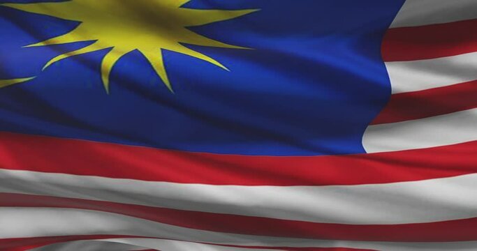 Malaysia National Flag Footage. Malaysian Waving Country Flag On Wind