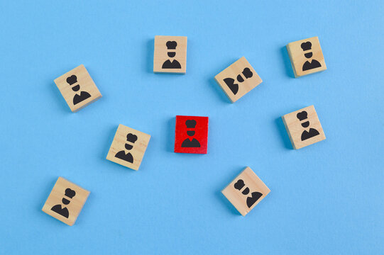 Wooden block with chef symbol. Chef hiring concept.