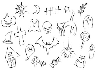 Halloween vector illustration, doodle set 