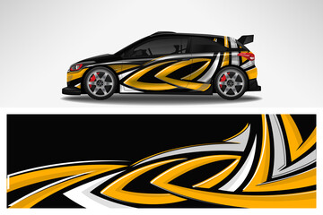 Obraz premium Wrap car vector design decal. Graphic abstract line racing background design for vehicle, race car, rally, adventure livery camouflage.