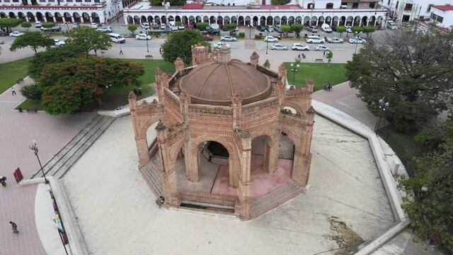 Aerial view of the Moorish Fountain in Chiapa de Corzo, Chiapas, Mexico