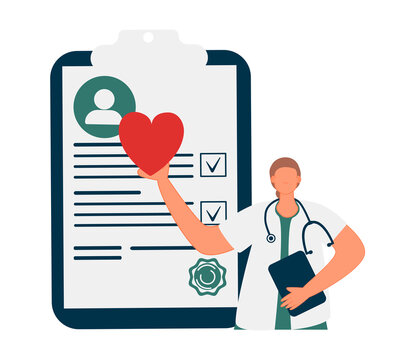 Medical checkup as annual doctor health test appointment tiny person concept. Preventive examination reduce illness and disease diagnosis vector illustration. Patient consults hospital specialist