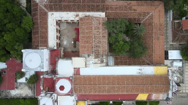 Aerial view of Chiapa de Corzo cathedral, Chiapas, Mexico