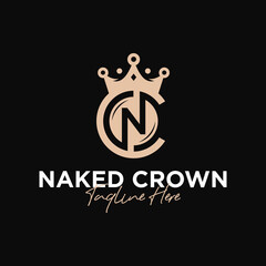 luxury crown fashion inspiration illustration logo with letter CN
