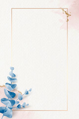 Leafy golden rectangle frame vector