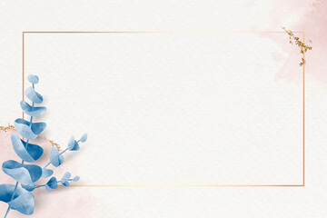 Leafy golden rectangle frame vector