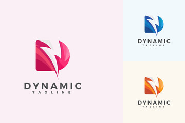 Obraz premium Letter D 3d creative dynamic volt power sparking motion logo