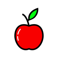 red apple with leaf