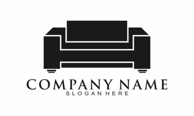 Black sofa simple vector logo
