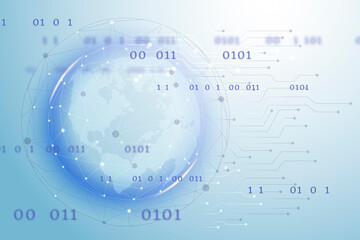 Obraz premium Futuristic global network technology vector