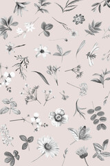 Obraz premium Pink floral wallpaper design vector