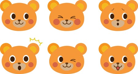 かわいいクマの表情別アイコンセット