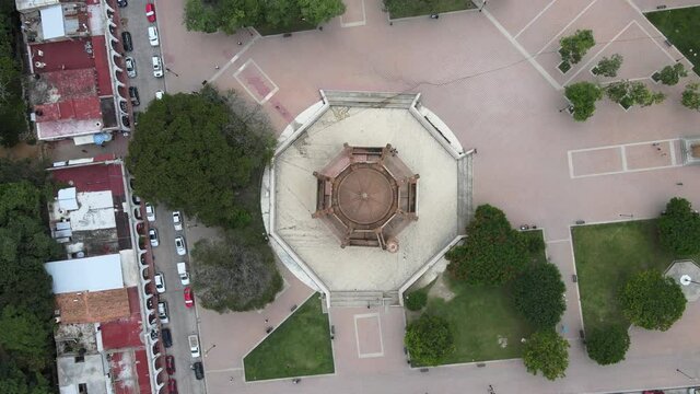 Aerial view of the Moorish fountain in Chiapa de Corzo, Chiapas, Mexico
