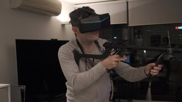 Man using Virtual Reality and gun stock for gaming