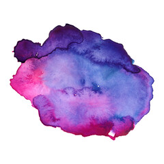 Watercolor colorful space galaxy purple violet blue pink blot blob spot texture background isolated art