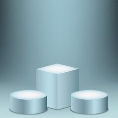 studio viewing platform with podium rendering 3d background vector rendering. for product promotion. Stage showing silver pedestal