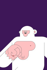Yeti Halloween character on purple background vector