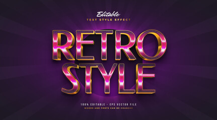 Colorful Retro and Gold Text Style with 3D Effect. Editable Text Style Effect