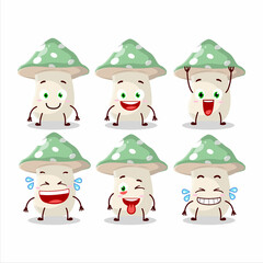 Cartoon character of green amanita with smile expression