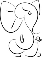 Side face of Ganesh in line art