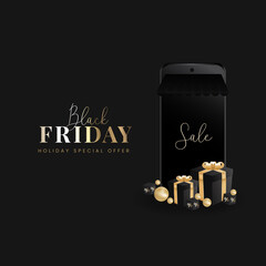 골든 블랙 프라이데이 배너 및 배경 