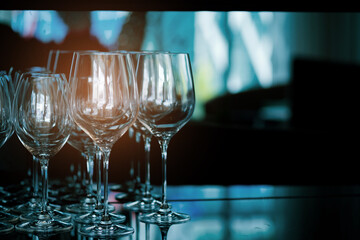 empty wine glass with blur background
