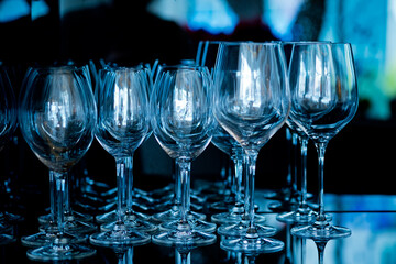 empty wine glass with blur background
