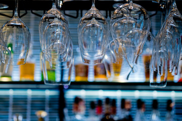 empty wine glass with blur background
