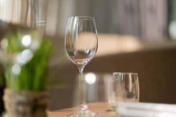 empty wine glass with blur background
