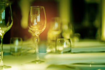 empty wine glass with blur background
