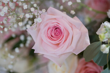 wedding flower decoration selective focus, soft focus of white flower
