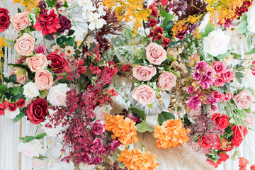 wedding flower backdrop background, colorful background, fresh rose, bunch of flower
