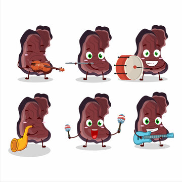 Cartoon character of jelly ear playing some musical instruments