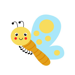 Cute vector butterfly isolated on white background.