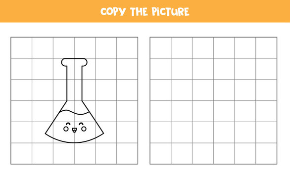 Copy the picture of cute test tube. Logical game for kids.