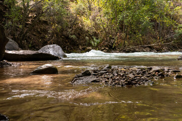 mountain river, stones and water.