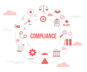 compliance concept with icon set template banner and circle round shape