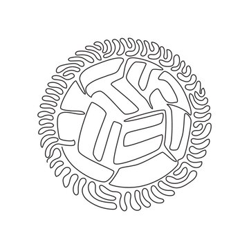 Single One Line Drawing Sepak Takraw Ball Or Rattan Ball. Scissor Kick. Concept Of Team Sport, Asian Sport Game, Spirit. Swirl Curl Circle Background Style. Modern Continuous Line Draw Design Graphic