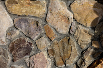 Stone wall backgrounds for working design, various solutions and structures, top angle, close-up.