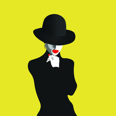 set faces and hair style, fashion concept, woman beauty minimalist, vector illustration of colorful abstract background forest fern eucalyptus