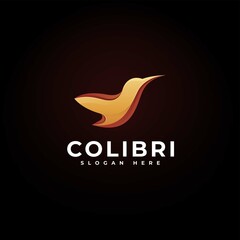 Vector Logo Illustration Colibri Gradient Colorful Style.