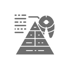 Food nutrients, daily ingredient amount, calories, proteins, fats grey icon.
