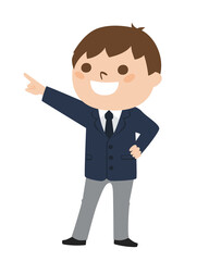 男子生徒のイラスト。未来を指差している制服姿の男の子。